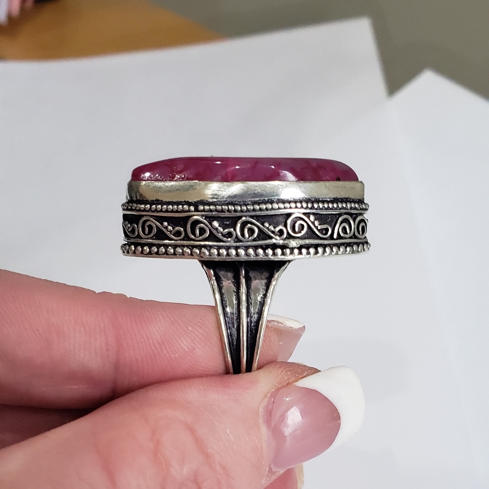 Handmade Pink Rhodonite 925 silver  ring. New never worn. - Picture 14 of 16
